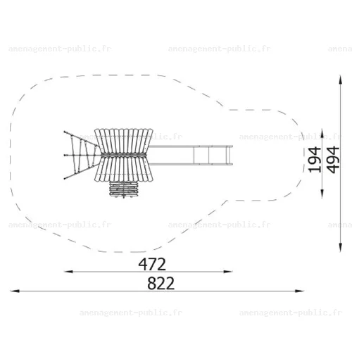 Structure pour aires de jeux extérieurs en bois de robinier